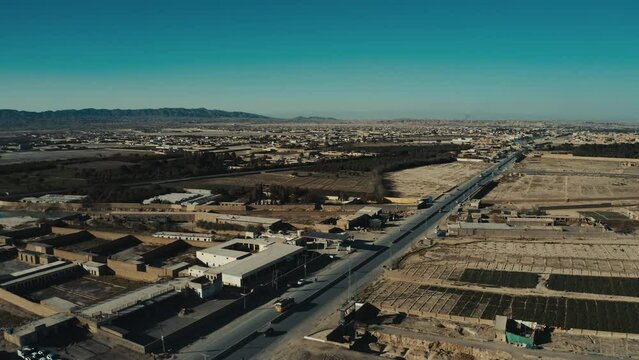 Aerial view of highway road in Quetta Pakistan