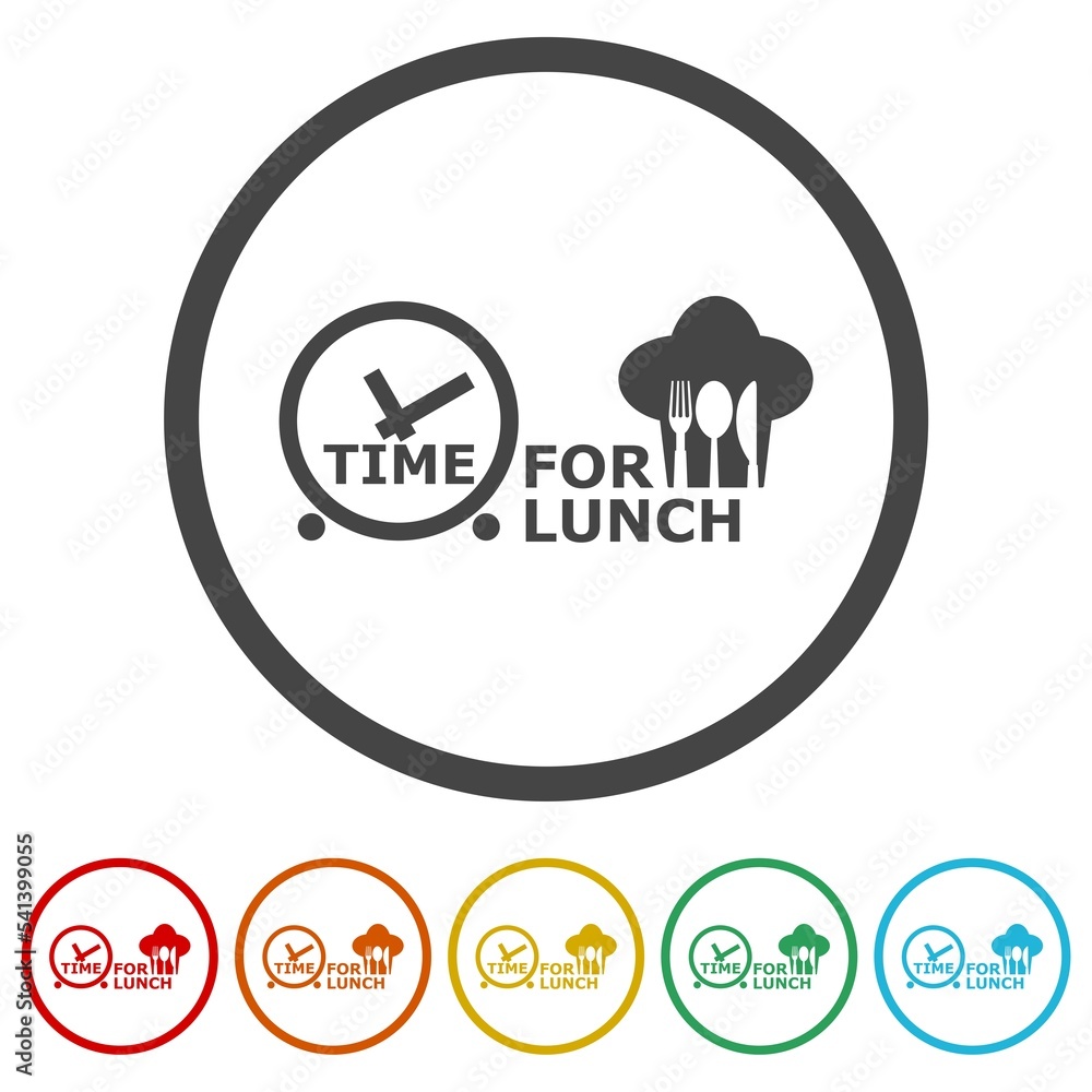 Poster lunch time icon. set icons in color circle buttons