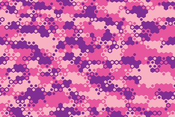 Hexagonal camouflage seamless pattern. Abstract modern geometric military dotted background texture for fabric and fashion print. Vector illustration.