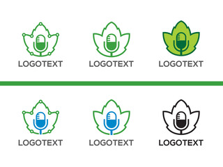 Podcast ivy Leaf logo design vector