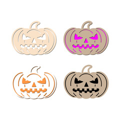 Fototapeta premium Happy pumpkin set. Halloween party templates for home decoration, laser cut, crafting, vector illustration