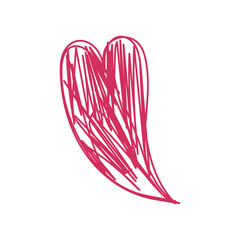 Heart sketch. Love symbol. Pencil drawing romantic illustration