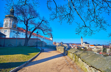The old town landmarks from  St Barbara Cathedral viewpoint, Kutna Hora, Czech Republic