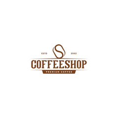 Coffee shop vintage logo design. Coffee bean hipster logo design. Vector format logo.
