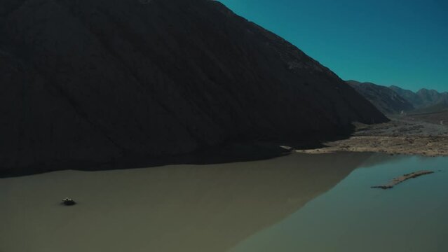 Aerial view of river near mountains in Quetta Pakistan