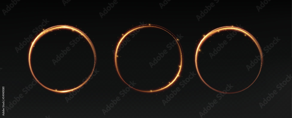 Poster golden circle with fire effects.light effect.vector.