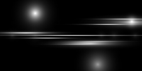 Horizontal solar line. Glowing stripes on a dark background. Light illustration.