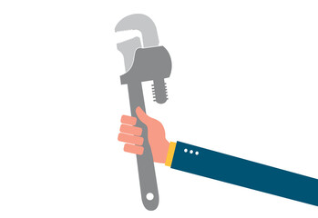 mano, chiave inglese, idraulico, operaio, mestieri, meccanico
