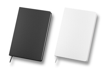 Opened sketchbook with blank pages and bookmark mockup isolated on white. 3d illustration for your artwork presentation or separate object for your library materials.3d rendering.