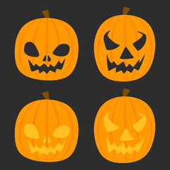 Cute orange Halloween pumpkin set