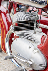Detail of retro style motorbike engine