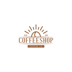 Coffee shop vintage logo design. Coffee bean hipster logo design. Vector format logo.