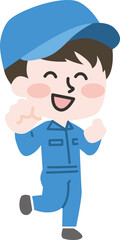 笑顔の男性作業員のイラスト