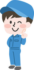 笑顔の男性作業員のイラスト