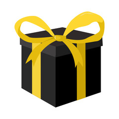 Gift with yellow bow. Vector illustration