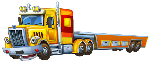 Naklejka premium cartoon scene with tow truck driving with load other car isolated illustration for children