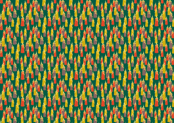Candles, simple seamless pattern background in traditional Christmas colors, digital illustration