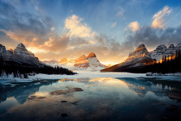 Sun rise over the lake.