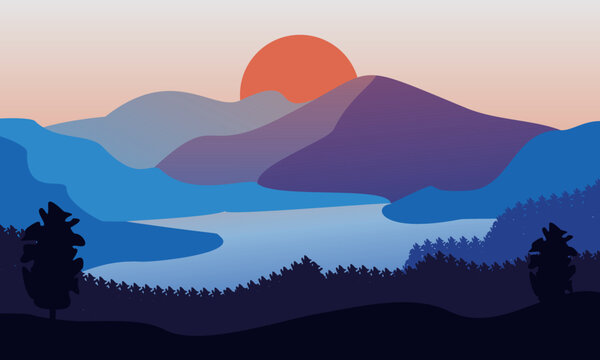 Mountain Lake Landscape Sunset