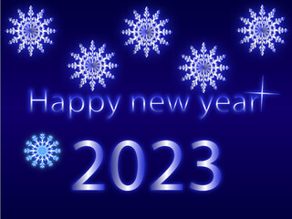 Happy new year 2023 ilustration vector with snow flakes