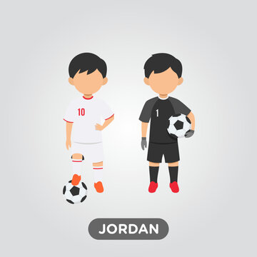 Vector Design illustration of collection football player of Jordan with children illustration (goal keeper and player).