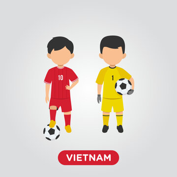 Vector Design illustration of collection football player of Vietnam with children illustration (goal keeper and player).