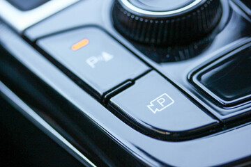 Parking camera button on the center console of a new car