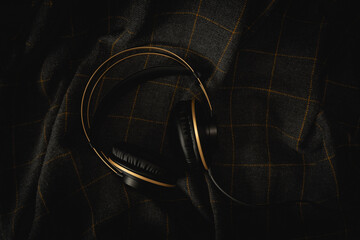 Studio headphones on dark background