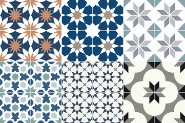Tiles ornaments icon set for creation of different pattern Free Vector