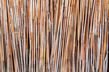 Straw background, dry grass texture. Selective focus