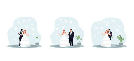 Wedding Flat Bundle Design Illustration