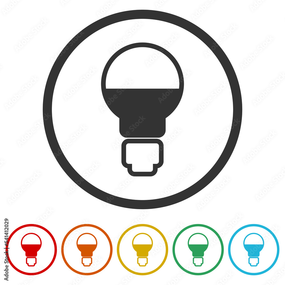 Poster led bulb icon. set icons in color circle buttons