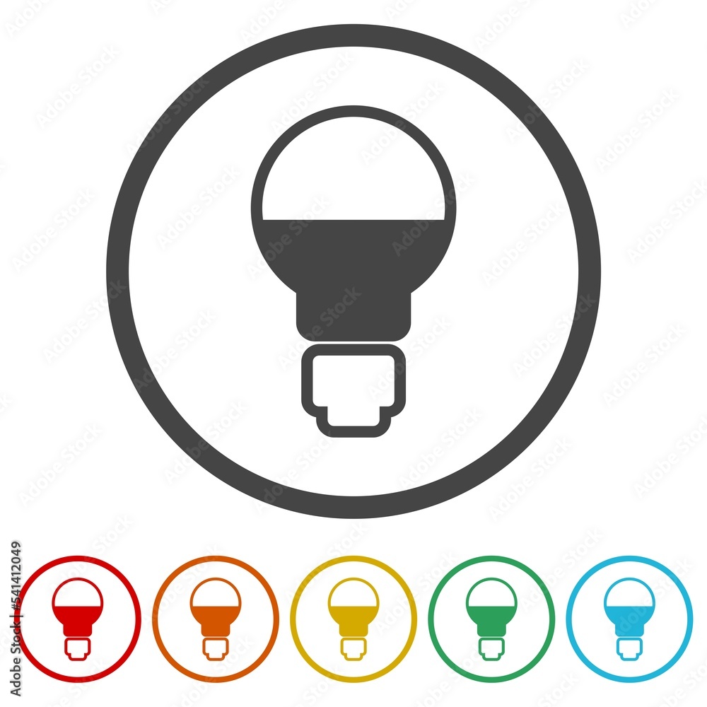 Poster led bulb icon. set icons in color circle buttons