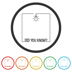 Did you know question icon. Set icons in color circle buttons