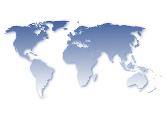 世界地図のイラスト: 青色グラデーション