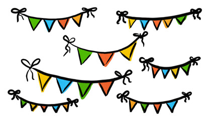 Carnival garland with flags. Decorative colorful party pennants for birthday celebration,