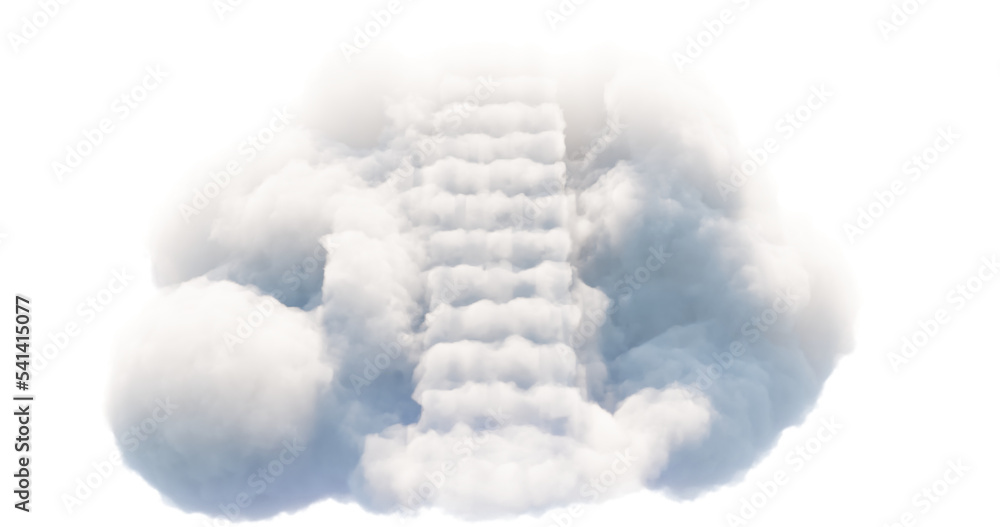 Poster fluffy cloud or haze on a transparent png background with a staircase on it. weather in phenomenon.
