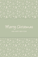 Design of a card with Christmas trees and wishes. Vector