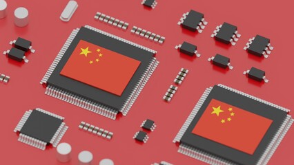 Chinese chipmaker. Chinese chip industry concept 3d illustration