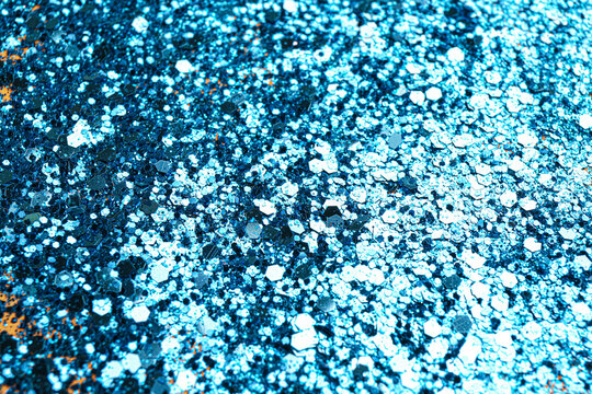 Shiny Bright Light Blue Glitter As Background, Closeup