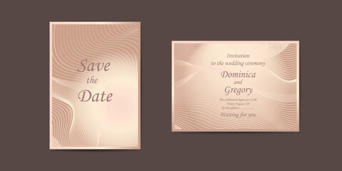 A set of templates for invitations, postcards, and covers. Vector image of wavy lines in soft pastel colors, eps