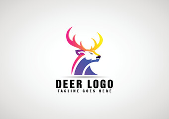 Vector Logo Illustration Deer Gradient Colorful. Deer Head Logo Icon