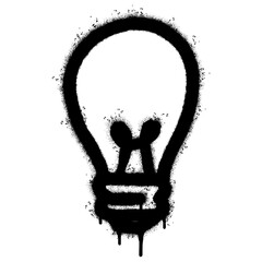 Spray Painted Graffiti Light Bulb line icon Sprayed isolated with a white background. graffiti Light Bulb symbol with over spray in black over white. Vector illustration. © Doa Bunda