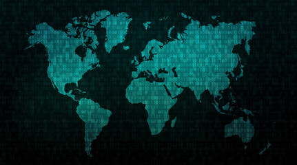 Digital world map concept illustration