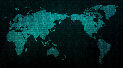 Digital world map concept illustration