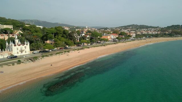 S'Agar&oacute; in Spain Catalonia Costa Brava, aerial images of the paradisiacal beach of Sant Pol