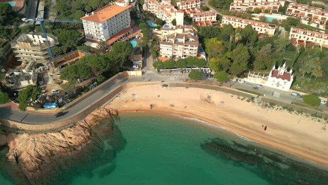 S'Agar&oacute; in Spain Catalonia Costa Brava, aerial images of the paradisiacal beach of Sant Pol
