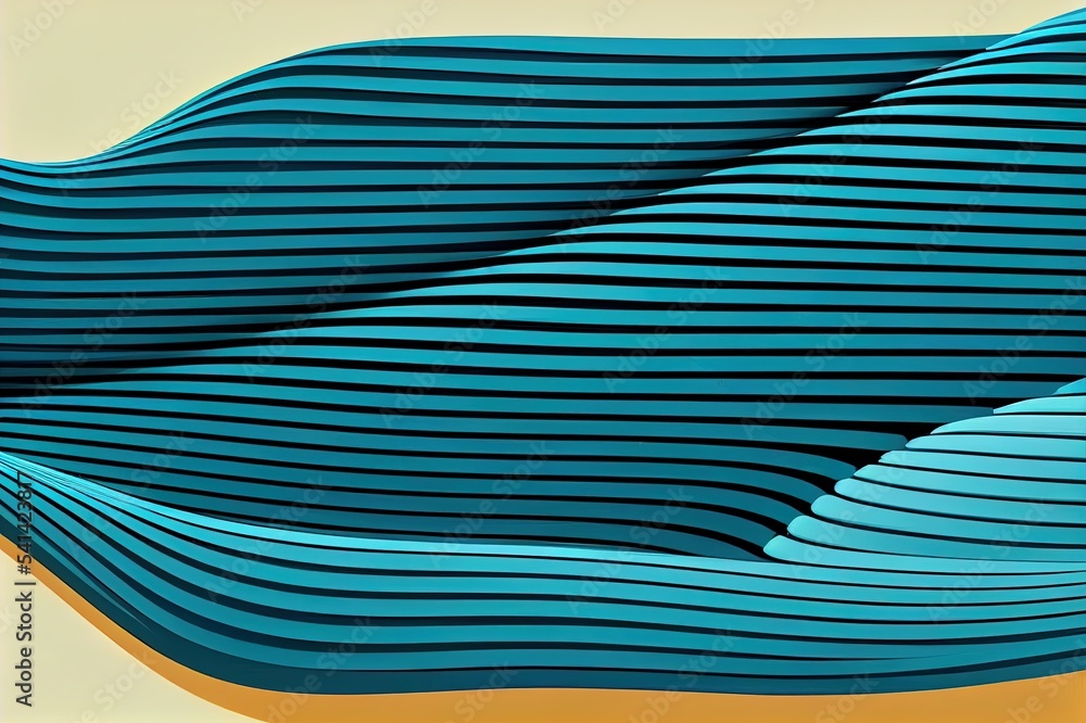 Poster abstract wavy 3d mesh on a blue background. geometric dynamic wave. 3d technology wireframe. 2d illu
