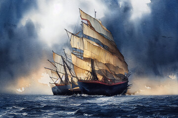 Obraz premium ship in the sea