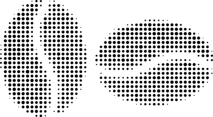 Coffee Beans Icon, Black and White Flat Design